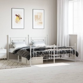 Estructura cama metal con cabecero y pie cama blanco 183x213 cm