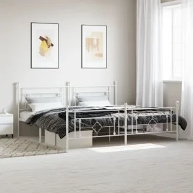 Metal bed frame with headboard and white footboard 200x200 cm by , Beds and slatted bases - Ref: Foro24-374413, Price: 136,69...