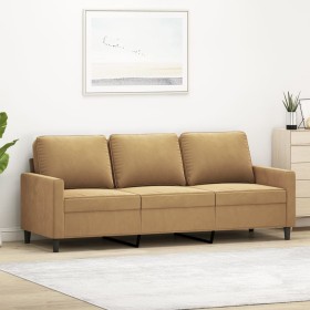 Sofá de 3 plazas terciopelo marrón 180 cm