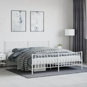 Estructura cama metal con cabecero y pie cama blanco 183x213 cm de , Camas y somieres - Ref: Foro24-374509, Precio: 115,58 €,...