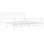 Metal bed frame with headboard and footboard white 183x213 cm by , Beds and slatted bases - Ref: Foro24-374509, Price: 117,21...