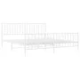 Metal bed frame with headboard and footboard white 183x213 cm by , Beds and slatted bases - Ref: Foro24-374509, Price: 115,59...