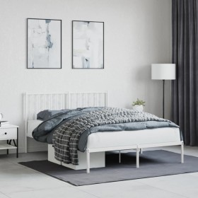 Bettgestell aus weißem Metall mit Kopfteil 140x200 cm von , Betten und Lattenroste - Ref: Foro24-374487, Preis: 117,08 €, Rab...