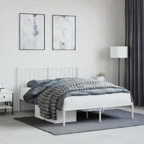 Estructura de cama con cabecero metal blanca 140x200 cm de , Camas y somieres - Ref: Foro24-374487, Precio: 115,00 €, Descuen...