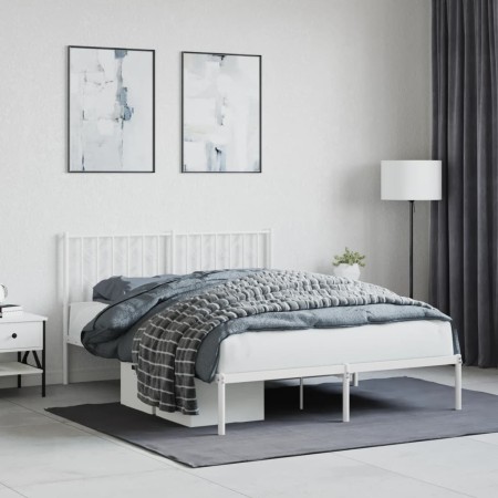 Bettgestell aus weißem Metall mit Kopfteil 140x200 cm von , Betten und Lattenroste - Ref: Foro24-374487, Preis: 117,08 €, Rab...