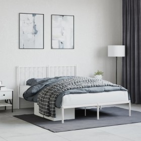 Metallbettgestell mit weißem Kopfteil 135x190 cm von , Betten und Lattenroste - Ref: Foro24-374485, Preis: 105,11 €, Rabatt: %