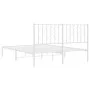 Estructura de cama de metal con cabecero blanca 135x190 cm de , Camas y somieres - Ref: Foro24-374485, Precio: 103,47 €, Desc...