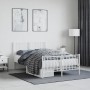 Metal bed frame with headboard and white footboard 120x200 cm by , Beds and slatted bases - Ref: Foro24-374502, Price: 103,94...