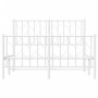 Metal bed frame with headboard and white footboard 120x200 cm by , Beds and slatted bases - Ref: Foro24-374502, Price: 103,94...