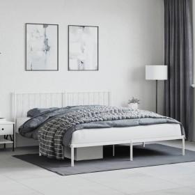 Estructura de cama de metal con cabecero blanco 183x213 cm