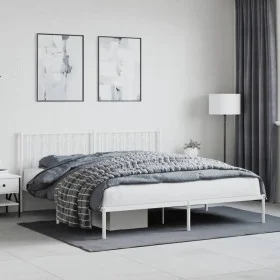 Metal bed frame with white headboard 183x213 cm by , Beds and slatted bases - Ref: Foro24-374491, Price: 93,00 €, Discount: %