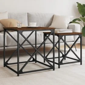 Stapelbare Couchtische, 2 Stück, Eichenholz in Braun, Ingenieurholz von , Couchtisch - Ref: Foro24-838947, Preis: 40,16 €, Ra...