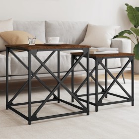 Stapelbare Couchtische, 2 Stück, Eichenholz in Braun, Ingenieurholz von , Couchtisch - Ref: Foro24-838947, Preis: 40,50 €, Ra...