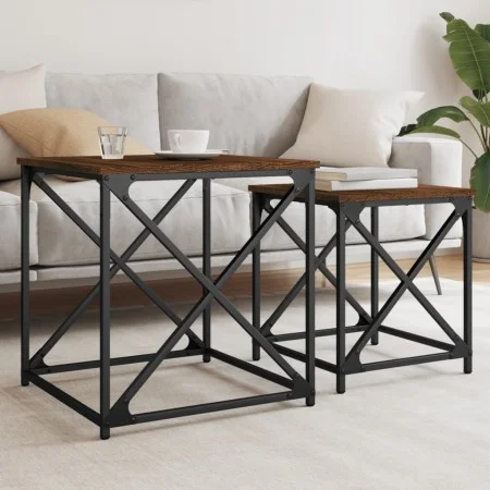 Mesas de centro apilables 2 pzas madera ingeniería roble marrón by , Coffee table - Ref: Foro24-838947, Price: 40,16 €, Disco...