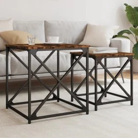 Stapelbare Couchtische, 2 Stück, Eichenholz in Rauchoptik. von , Couchtisch - Ref: Foro24-838945, Preis: 38,61 €, Rabatt: %