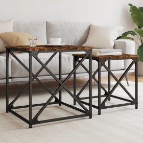 Stapelbare Couchtische, 2 Stück, Eichenholz in Rauchoptik. von , Couchtisch - Ref: Foro24-838945, Preis: 43,31 €, Rabatt: %