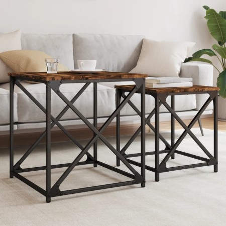 Mesas de centro apilables 2 pzas madera ingeniería roble humo by , Coffee table - Ref: Foro24-838945, Price: 43,31 €, Discoun...