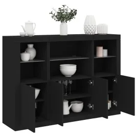 Vitrinen mit LED-Lichtern, 3-teilig, aus schwarzer Ingenieurholz. von , Sideboards - Ref: Foro24-3209108, Preis: 212,17 €, Ra...