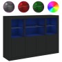 Aparadores con luces LED 3 piezas madera de ingeniería negro de , Aparadores - Ref: Foro24-3209108, Precio: 207,01 €, Descuen...