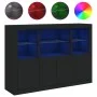 Vitrinen mit LED-Lichtern, 3-teilig, aus schwarzer Ingenieurholz. von , Sideboards - Ref: Foro24-3209108, Preis: 212,16 €, Ra...