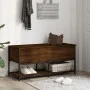 Banco almacenaje madera ingeniería marrón roble 100x42,5x47 cm by , Benches for halls and storage - Ref: Foro24-839027, Price...