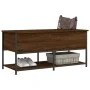 Banco almacenaje madera ingeniería marrón roble 100x42,5x47 cm by , Benches for halls and storage - Ref: Foro24-839027, Price...