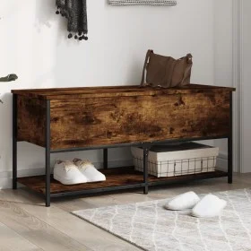 Banco almacenaje madera ingeniería roble ahumado 100x42,5x47 cm by , Benches for halls and storage - Ref: Foro24-839025, Pric...