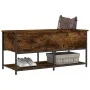 Aufbewahrungsbank aus geräucherter Eichen-Ingenieurholz, 100x42,5x47 cm. von , Bänke für Hallen und Lager - Ref: Foro24-83902...