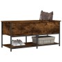 Banco almacenaje madera ingeniería roble ahumado 100x42,5x47 cm by , Benches for halls and storage - Ref: Foro24-839025, Pric...