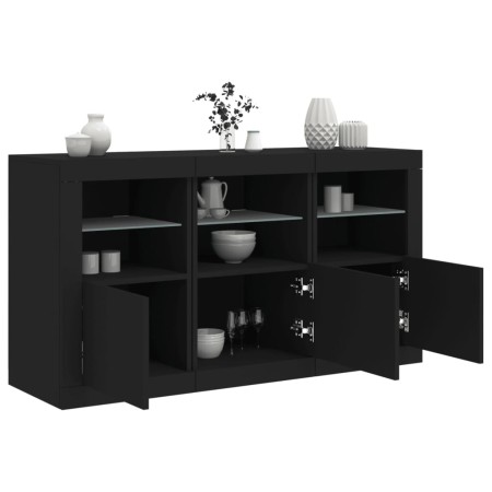 Aparador con luces LED negro 123x37x67 cm by , Sideboards - Ref: Foro24-3209059, Price: 180,27 €, Discount: %
