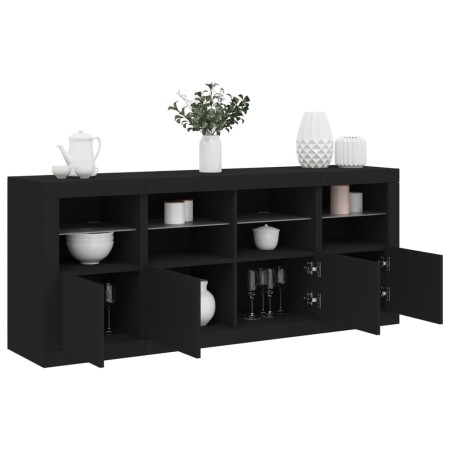 Aparador con luces LED negro 163x37x67 cm by , Sideboards - Ref: Foro24-3209073, Price: 220,84 €, Discount: %