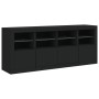 Aparador con luces LED negro 163x37x67 cm by , Sideboards - Ref: Foro24-3209073, Price: 220,84 €, Discount: %
