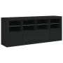 Aparador con luces LED negro 163x37x67 cm by , Sideboards - Ref: Foro24-3209073, Price: 212,79 €, Discount: %