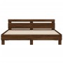 Bed with oak brown engineered wood headboard 200x200 cm by , Beds and slatted bases - Ref: Foro24-3207398, Price: 173,84 €, D...