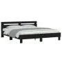 Bed frame with black engineered wood headboard 200x200 cm by , Beds and slatted bases - Ref: Foro24-3207393, Price: 139,19 €,...