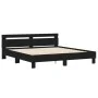 Bed frame with black engineered wood headboard 200x200 cm by , Beds and slatted bases - Ref: Foro24-3207393, Price: 139,19 €,...