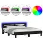 Bed frame with headboard and black LED lights 200x200 cm by , Beds and slatted bases - Ref: Foro24-3207519, Price: 180,31 €, ...