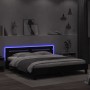 Bed frame with headboard and black LED lights 200x200 cm by , Beds and slatted bases - Ref: Foro24-3207519, Price: 183,12 €, ...
