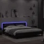 Bed frame with headboard and black LED lights 200x200 cm by , Beds and slatted bases - Ref: Foro24-3207519, Price: 180,31 €, ...