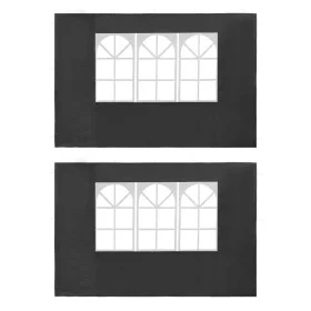Party tent side wall with window 2 pcs PE anthracite by vidaXL, Tents and gazebos - Ref: Foro24-45117, Price: 20,34 €, Discou...