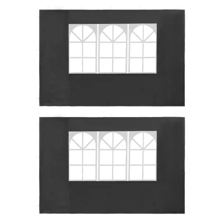 Party tent side wall with window 2 pcs PE anthracite by vidaXL, Tents and gazebos - Ref: Foro24-45117, Price: 20,34 €, Discou...