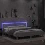 Bed frame with headboard and white LED lights 180x200 cm by , Beds and slatted bases - Ref: Foro24-3207525, Price: 143,01 €, ...