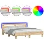 Sonoma oak bed frame with headboard and LED lights 180x200 cm by , Beds and slatted bases - Ref: Foro24-3207527, Price: 155,9...