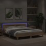 Sonoma oak bed frame with headboard and LED lights 180x200 cm by , Beds and slatted bases - Ref: Foro24-3207527, Price: 158,1...