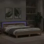 Sonoma oak bed frame with headboard and LED lights 180x200 cm by , Beds and slatted bases - Ref: Foro24-3207527, Price: 155,9...