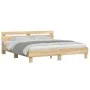 Sonoma oak bed frame with headboard and LED lights 180x200 cm by , Beds and slatted bases - Ref: Foro24-3207527, Price: 155,9...