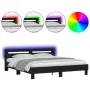 Black headboard bed frame and LED lights160x200 cm by , Beds and slatted bases - Ref: Foro24-3207533, Price: 195,61 €, Discou...