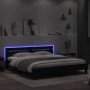 Black headboard bed frame and LED lights160x200 cm by , Beds and slatted bases - Ref: Foro24-3207533, Price: 199,14 €, Discou...