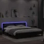 Black headboard bed frame and LED lights160x200 cm by , Beds and slatted bases - Ref: Foro24-3207533, Price: 195,61 €, Discou...