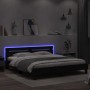 Estructura de cama cabecero y luces LED negra160x200 cm